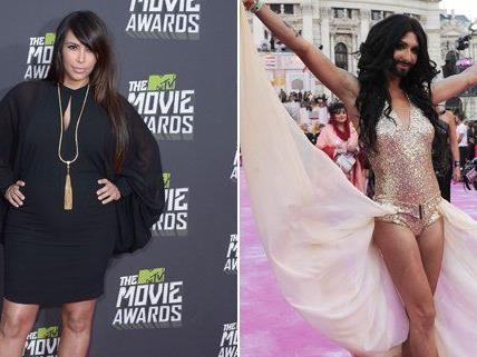 Conchita Wurst und Kim Kardashian wurden von der internationalen Presse miteinander vergleichen.