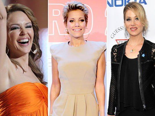 Brustkrebs bei prominenten Frauen: Kylie Minogue, Sylvie van der Vaart und Christina Applegate.