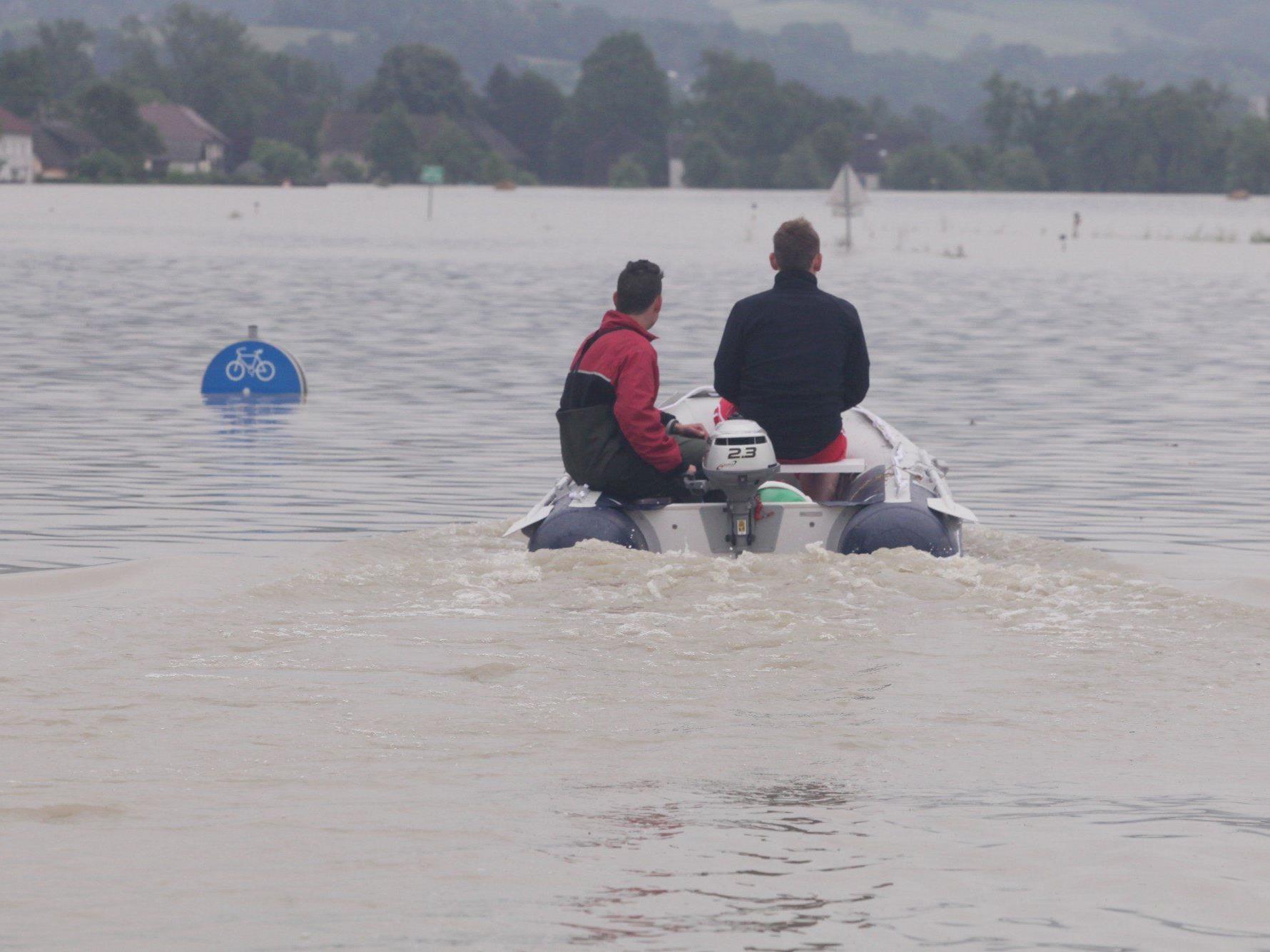 Hochwasser - Fünf Jäger mit Boot auf Donau bei Wallsee gekentert
