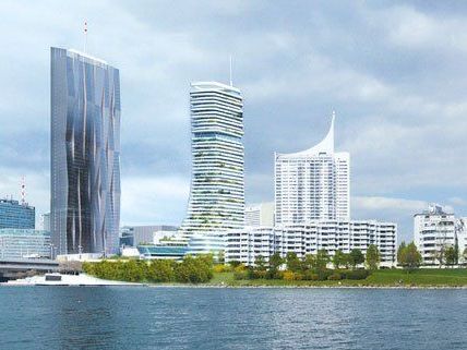 So wird die Skyline nach Fertigstellung des DC Towers und der Danube Flats aussehen. So wird die Skyline nach Fertigstellung des DC Towers und der Danube Flats aussehen.