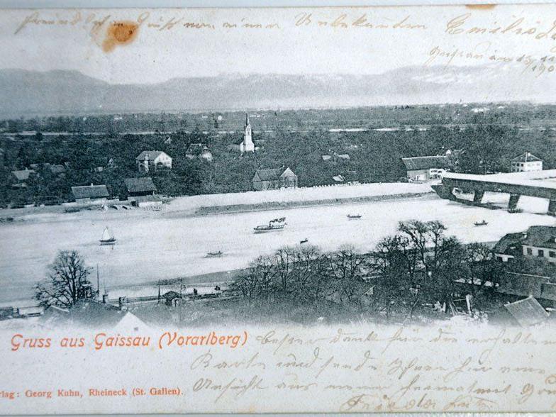 Gaißau mit dem damals noch breiten Alten Rhein. (Foto: Vorarlberger Landesbibliothek)