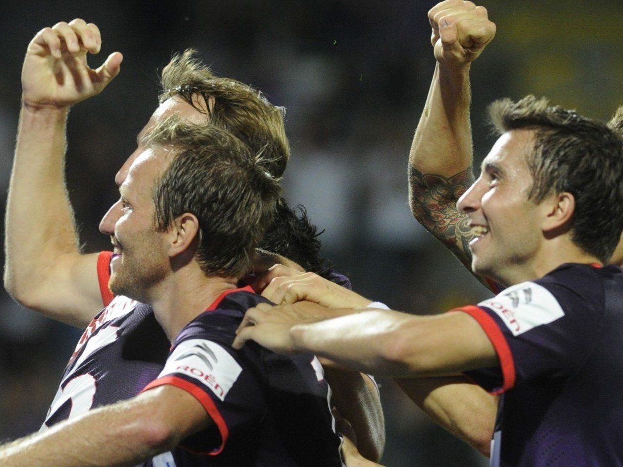 Große Freude bei der Wiener Austria nach dem 5:0-Erfolg. Große Freude bei der Wiener Austria nach dem 5:0-Erfolg.