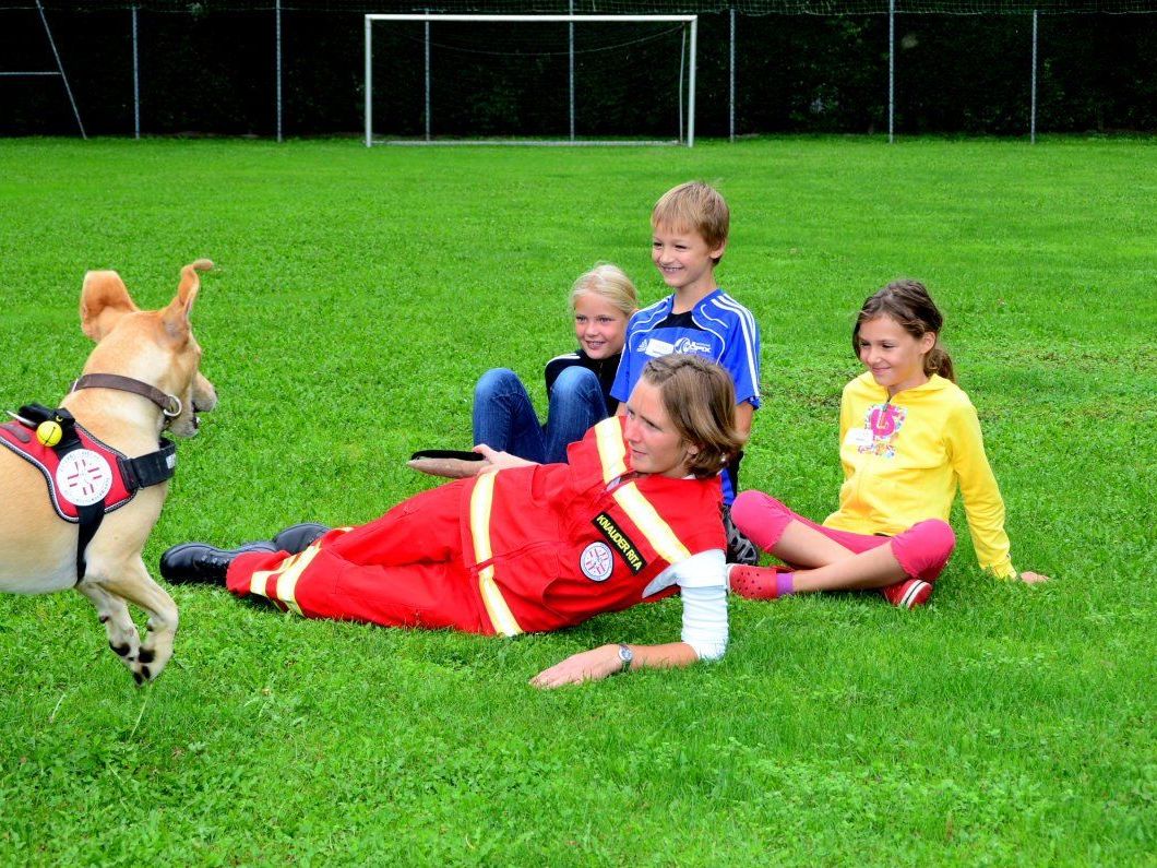 Rettungshundebrigade: Die Hunde zeigten, wie sie bei Rettungseinsätzen Menschen aufspüren. Rettungshundebrigade: Die Hunde zeigten, wie sie bei Rettungseinsätzen Menschen aufspüren.