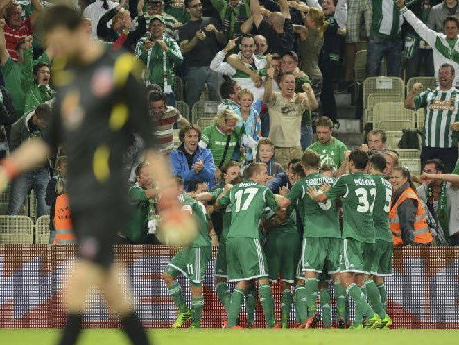 Die Spieler des SK Rapid Wien nach dem Tor zum 1:0 gegen Dila Gori. Die Spieler des SK Rapid Wien nach dem Tor zum 1:0 gegen Dila Gori.