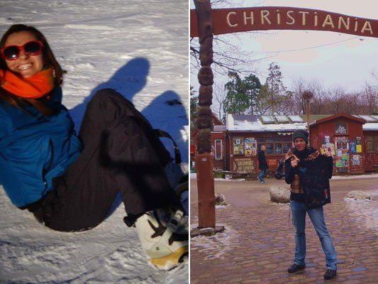 Ilona Kaźmierczak lernt in Vorarlberg snowboarden. Julia Marte besucht Christiana in Kopenhagen. (v.l.)