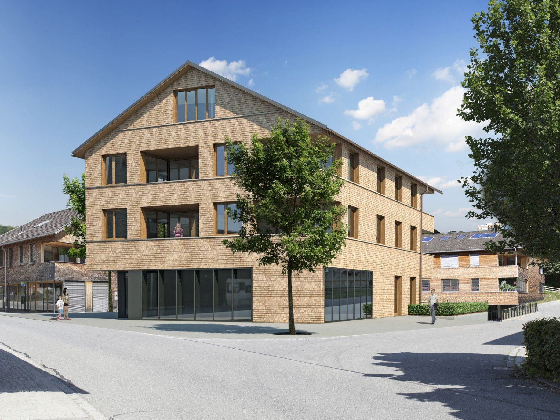 Das neue Gebäude soll die Zentrumsentwicklung in Egg-Großdorf abschließen. Das neue Gebäude soll die Zentrumsentwicklung in Egg-Großdorf abschließen.