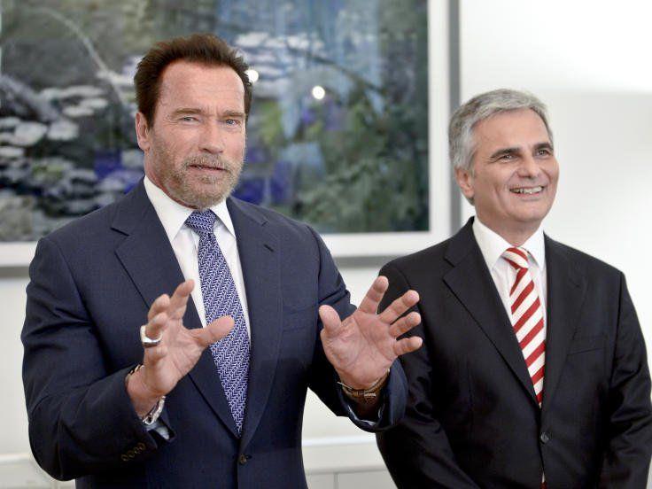 Arnold Schwarzenegger auf Besuch bei Werner Faymann.