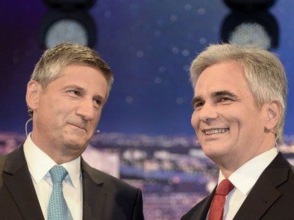 Vizekanzler und Kanzler vor einem TV-Duell. Vizekanzler und Kanzler vor einem TV-Duell.