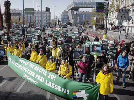 Beim Greenpeace Solidarity Walk in Wien