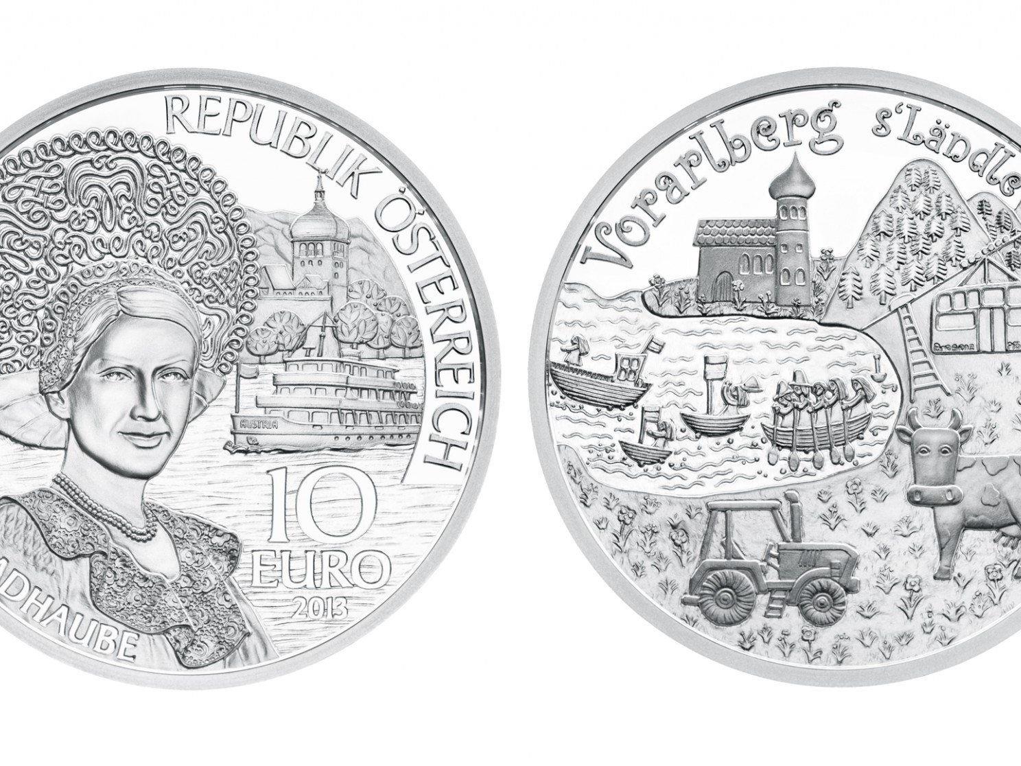 Vorder- und Rückseite der neuen Vorarlberg-Münze