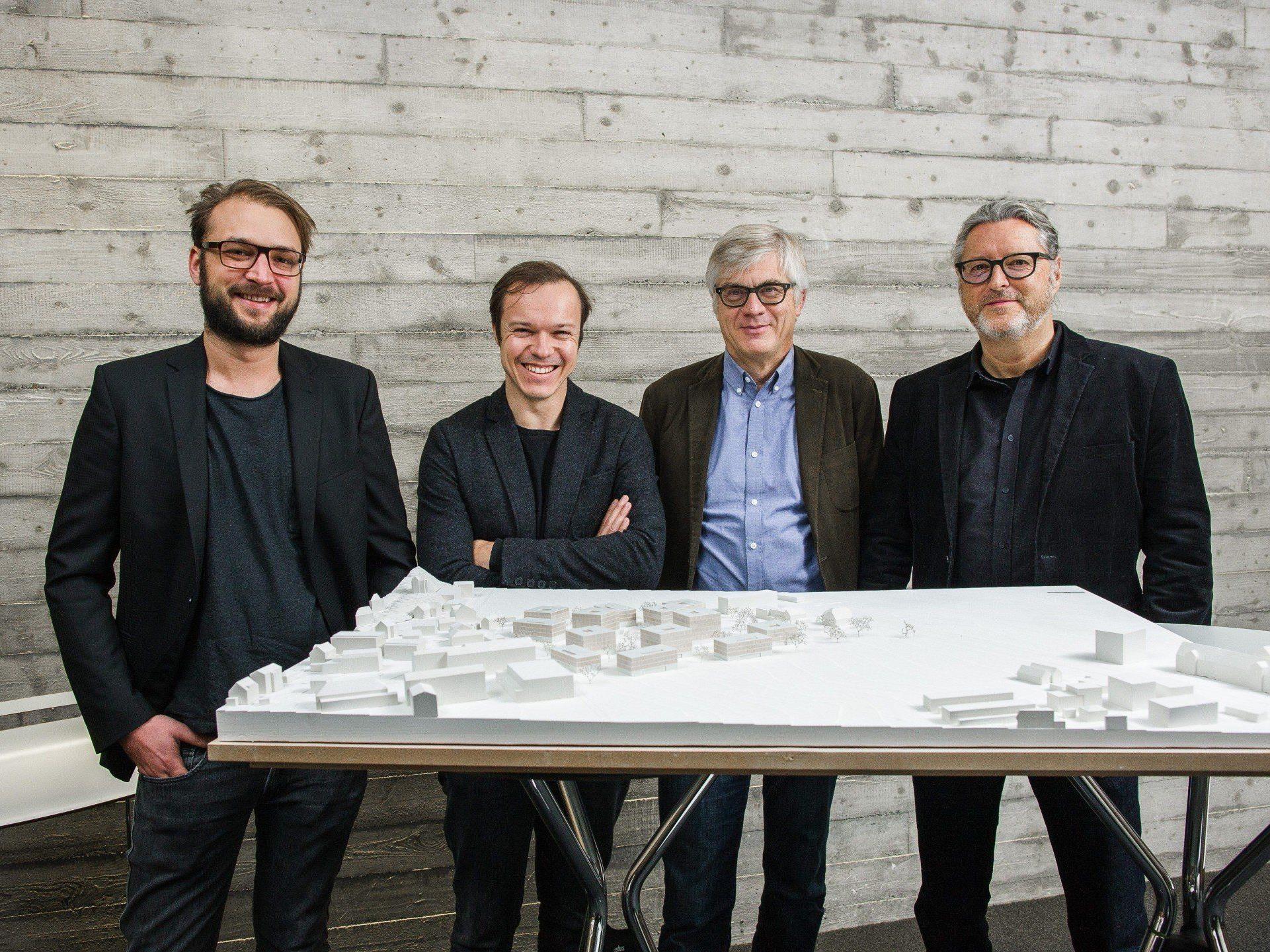 : Konnten mit ihrem Entwurf für die Nachnutzung des Rupp-Areals die Jury vollends überzeugen: Die Architekten Sven Matt, Markus Innauer, Markus Gohm und Ulf Hiessberger.