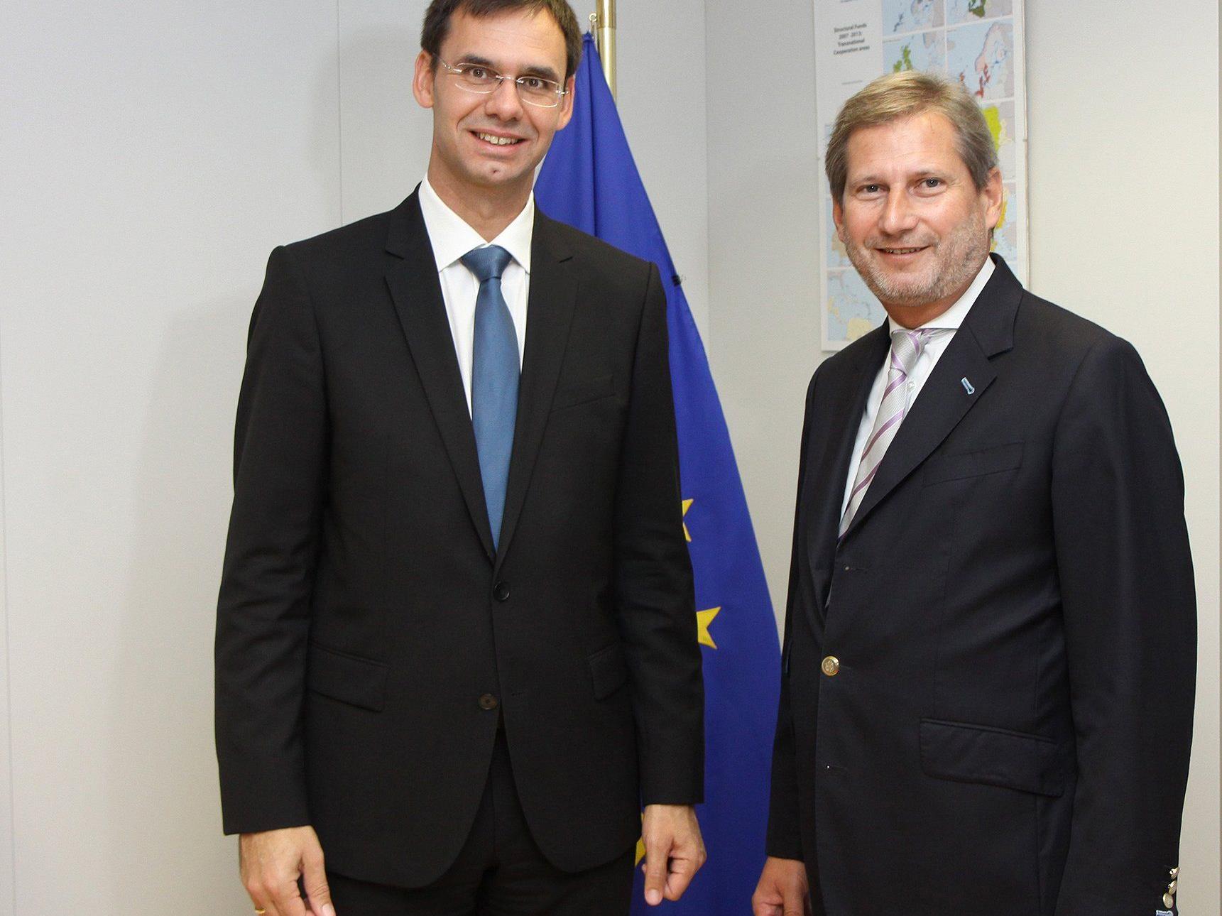 LH Markus Wallner mit EU-Regionalkommissar Johannes Hahn in Brüssel.