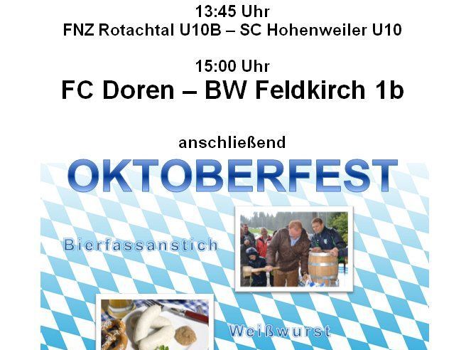 Heimspiele und Oktoberfest am Sonntag Heimspiele und Oktoberfest am Sonntag