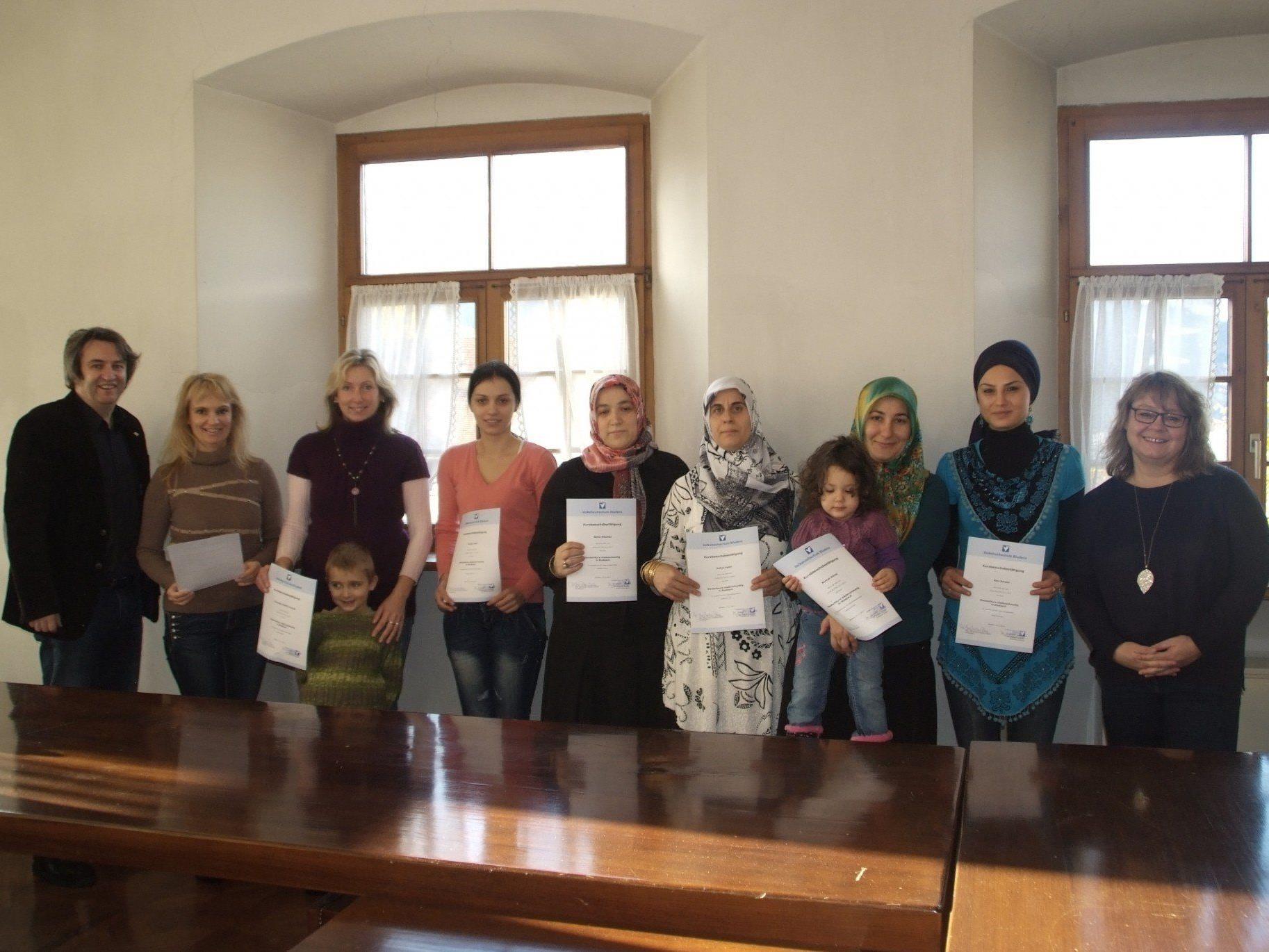 Die Teilnehmerinnen des Deutschkurses für Migranten freuen sich über ihre Fortschritte und auf einen weiteren Kurs.