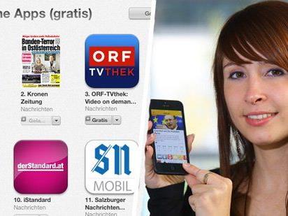 Auf Platz 1 in der Kategorie Gratis-Apps für iPhones ("News") schaffte es die VOL.AT-App.