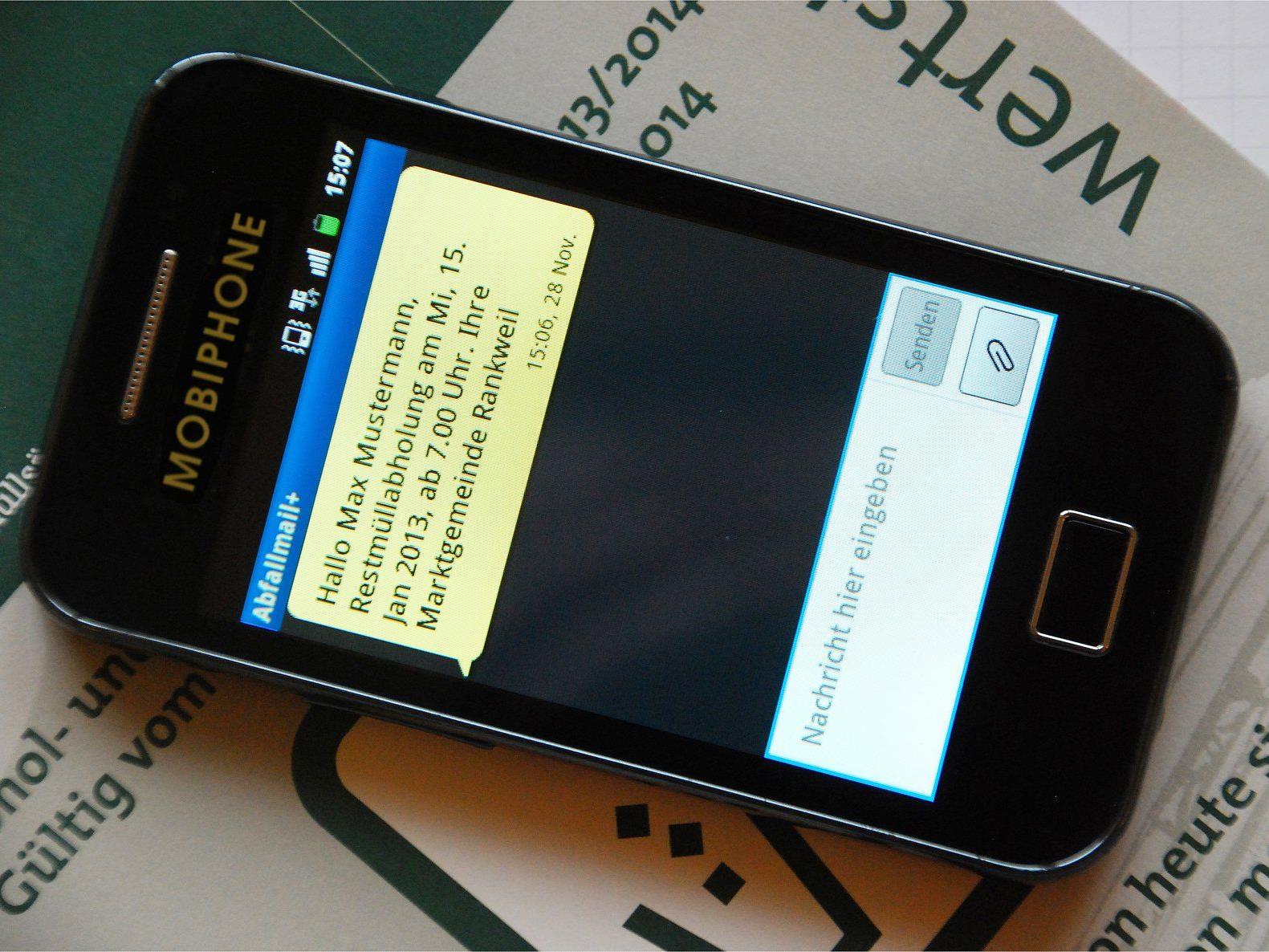 Abfall-Erinnerung per SMS oder E-Mail: Ab sofort für alle Haushalte in Rankweil verfügbar.