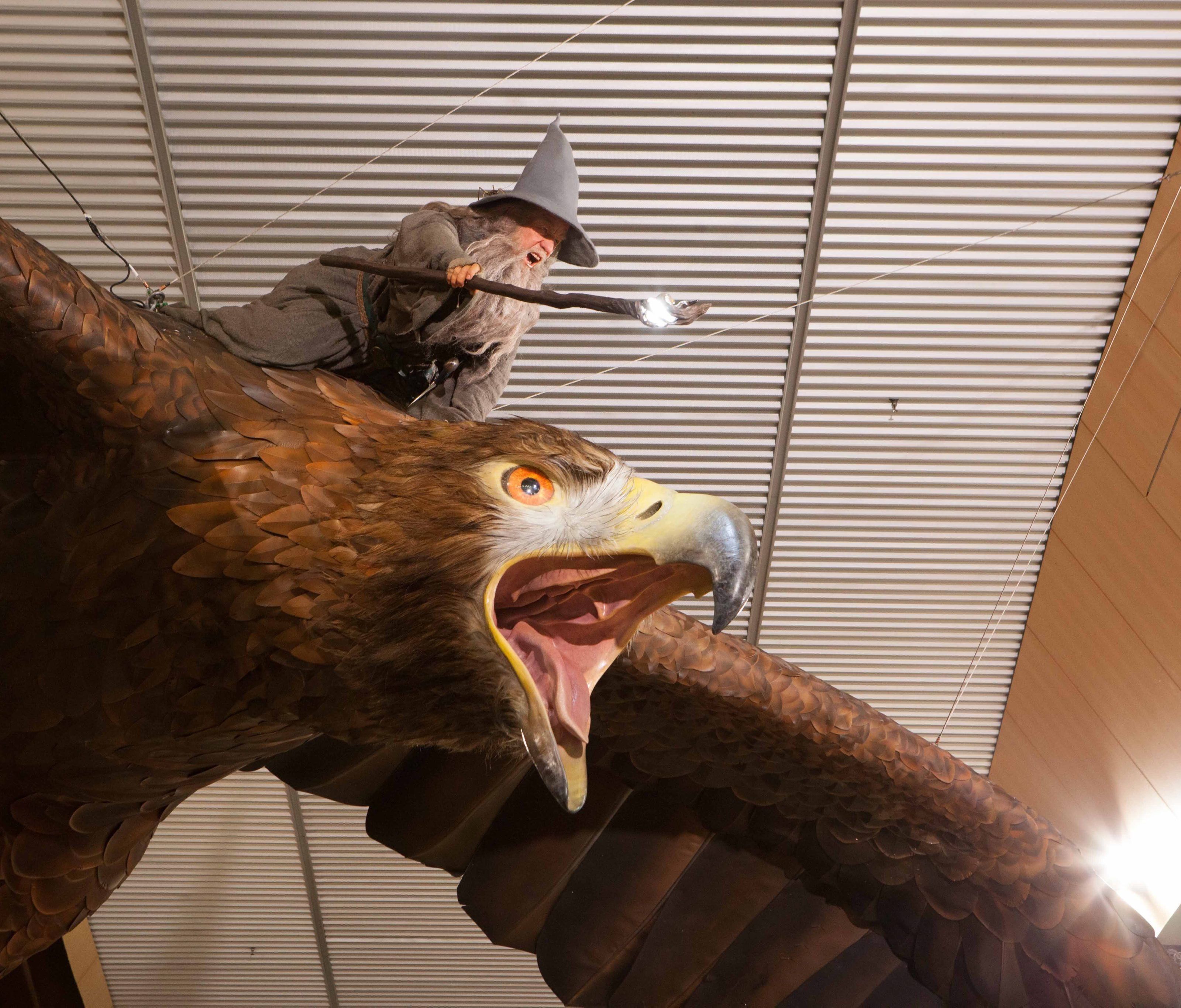 Zauberer Gandalf begrüßt Besucher am Flughafen Wellington. Zauberer Gandalf begrüßt Besucher am Flughafen Wellington.