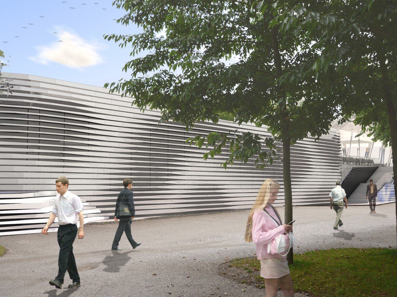 Die geplante Außenansicht des Casinos Bregenzbei Tag. Die geplante Außenansicht des Casinos Bregenzbei Tag.