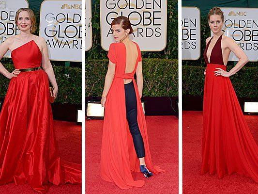 Julie Delpy, Emma Watson und Amy Adams setzten auf knallige Farben bei den 71. Golden Globes. Julie Delpy, Emma Watson und Amy Adams setzten auf knallige Farben bei den 71. Golden Globes.