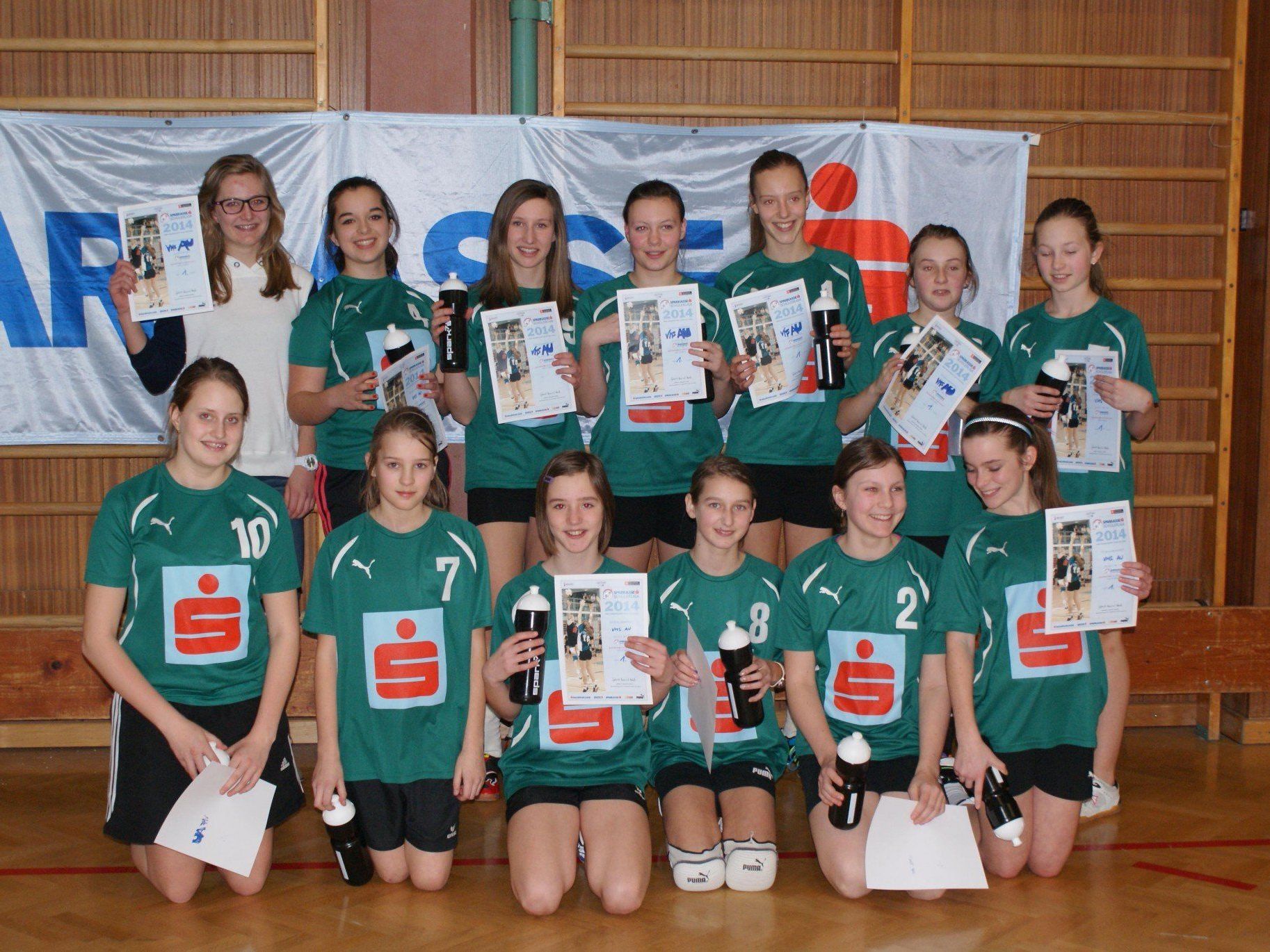 Die siegreichen Mädchen der Mittelschule Au. Die siegreichen Mädchen der Mittelschule Au.