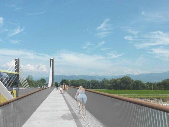 So sieht in der Planung der Fuß- und Radweg aus, der über die neue Brücke von Fußach nach Hard führen soll.
