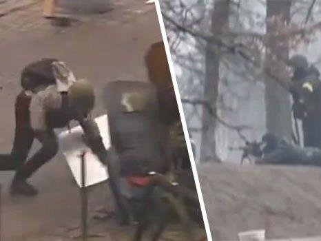 Schockierende Videos zeigen, wie die Gewalt in Kiew eskaliert.