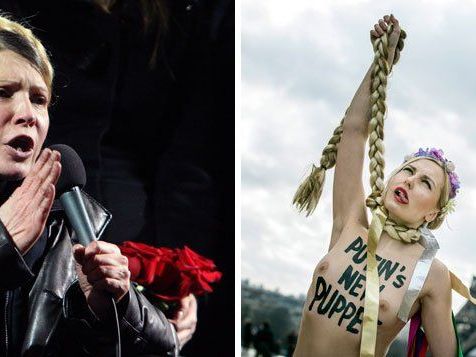 Umstrittene Julia Timoschenko: Femen-Protest in Paris. Umstrittene Julia Timoschenko: Femen-Protest in Paris.
