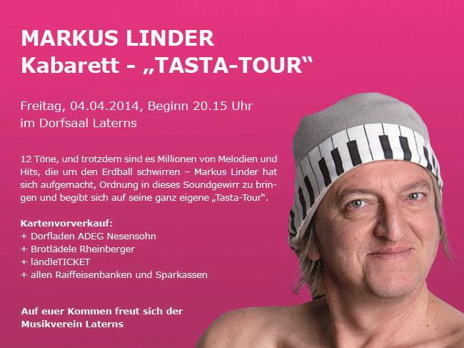 Markus Linder Kabarett "Tasta-Tour", 4.4.2014 im Dorfsaal Laterns
