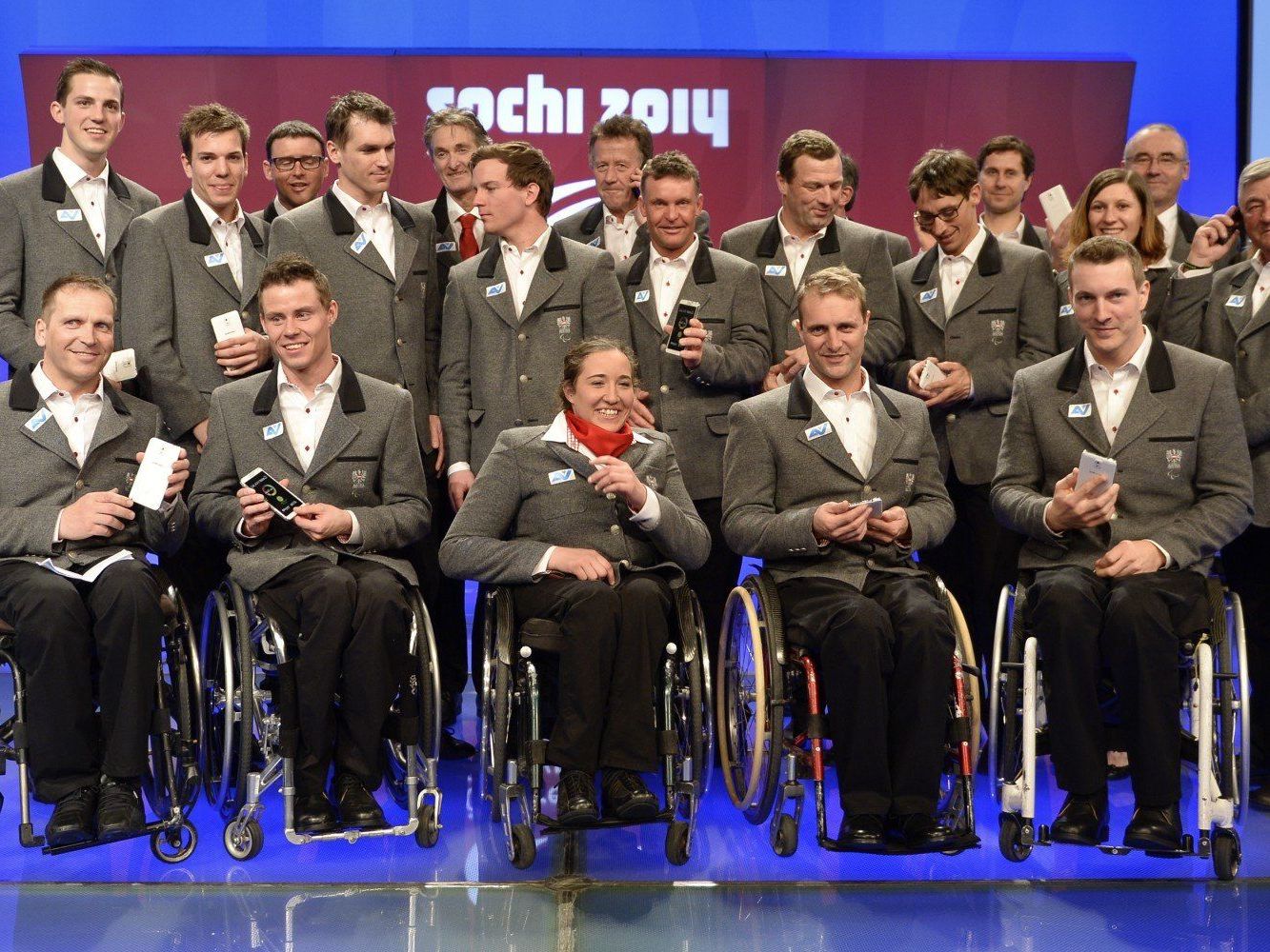 Das österreichische Paralymics-Team am Donnerstag, 20. Februar 2014, im Rahmen der Vereidigung in Wien. Das österreichische Paralymics-Team am Donnerstag, 20. Februar 2014, im Rahmen der Vereidigung in Wien.