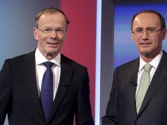 Die Spitzenkandidaten für die EU-Wahl, Eugen Freund (SPÖ) und Othmar Karas (ÖVP)