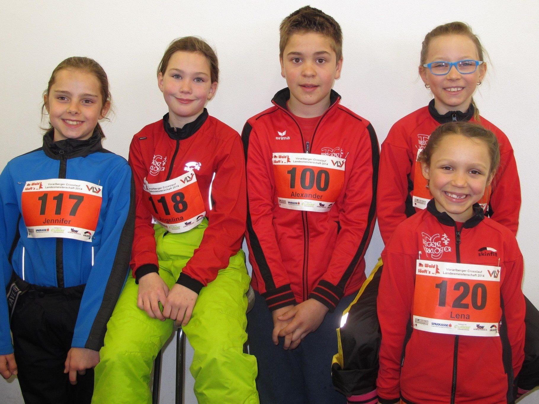 Die jüngsten Teilnehmer der TS Bregenz-Vorkloster an der Crosslauf-Landesmeisterschaft.