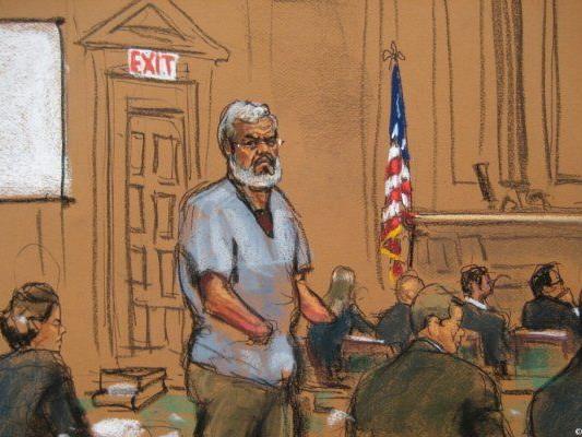 Zeichnung von Abu Hamza vor Gericht in New York