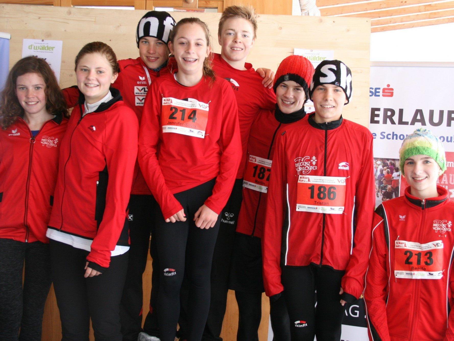 Die erfolgreichen Läufer der TS Bregenz-Vorkloster der Klassen U-14- bis U-20.