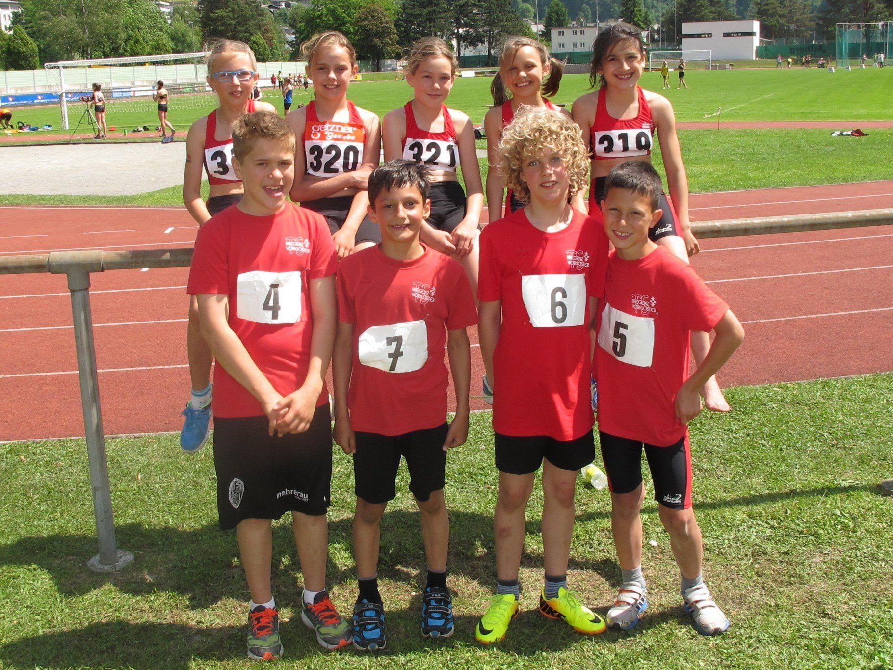 Die Leichtathleten bei der U-12-Meisterschaft in Bludenz.