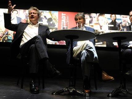 Herbert Föttinger, Günter Rhomberg und Alexander Goetz während der Pressekonferenz anlässlich der Saison 2014/15.