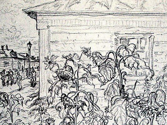 Die Zeichnung (Bildausschnitt) entstand 1919 in Gefangenschaft.