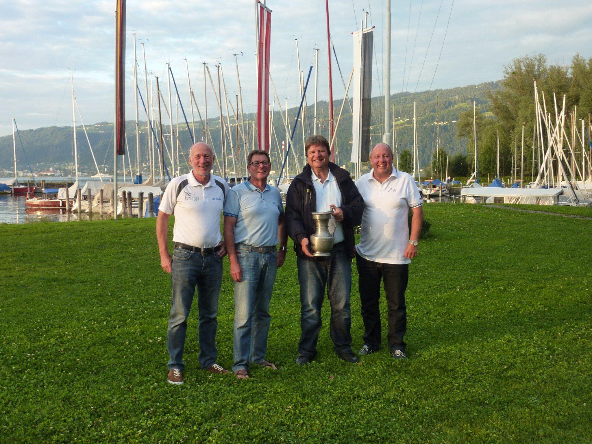 Hanspeter Simma (Präsident Bregenzer Segelclub), Thomas Thaler (Präsident Yacht-Club Hard), Reinhard Weh (Yacht Club Bregenz) und Markus Sagmeister (Präsident Vorarlberger Landessegelverband)