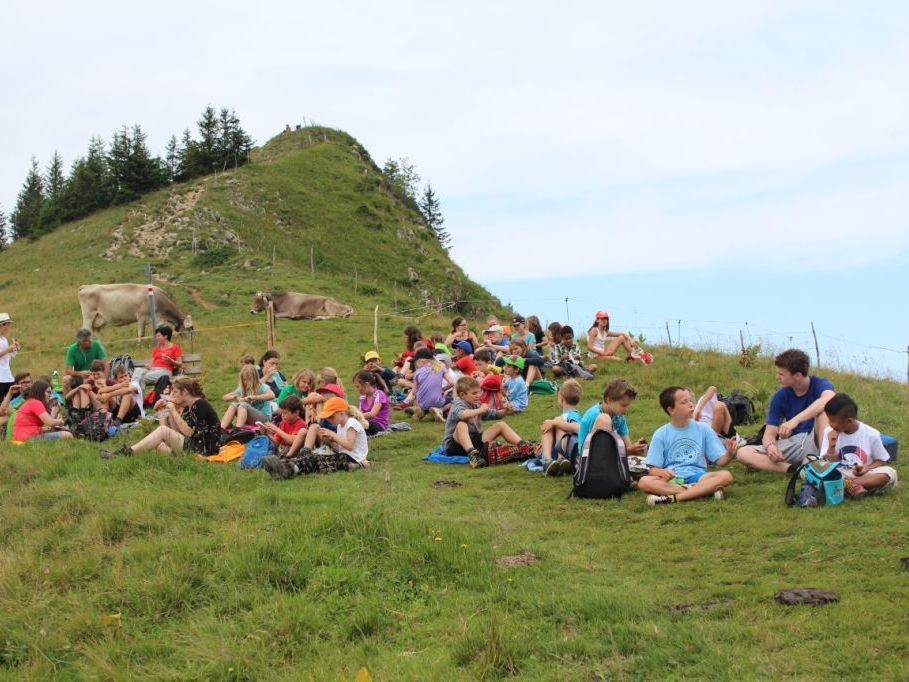 Die Kinder genossen die Jause auf der Niederen Die Kinder genossen die Jause auf der Niederen