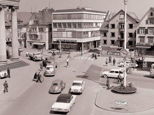 Der heutige Dornbirner Marktplatz im Jahr 1966.