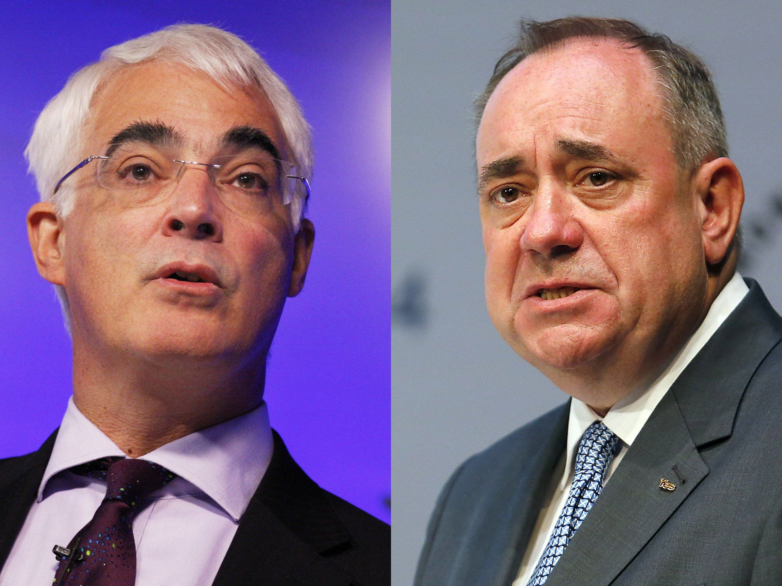 Alistair Darling und Alex Salmond sind sich nicht einig. Alistair Darling und Alex Salmond sind sich nicht einig.