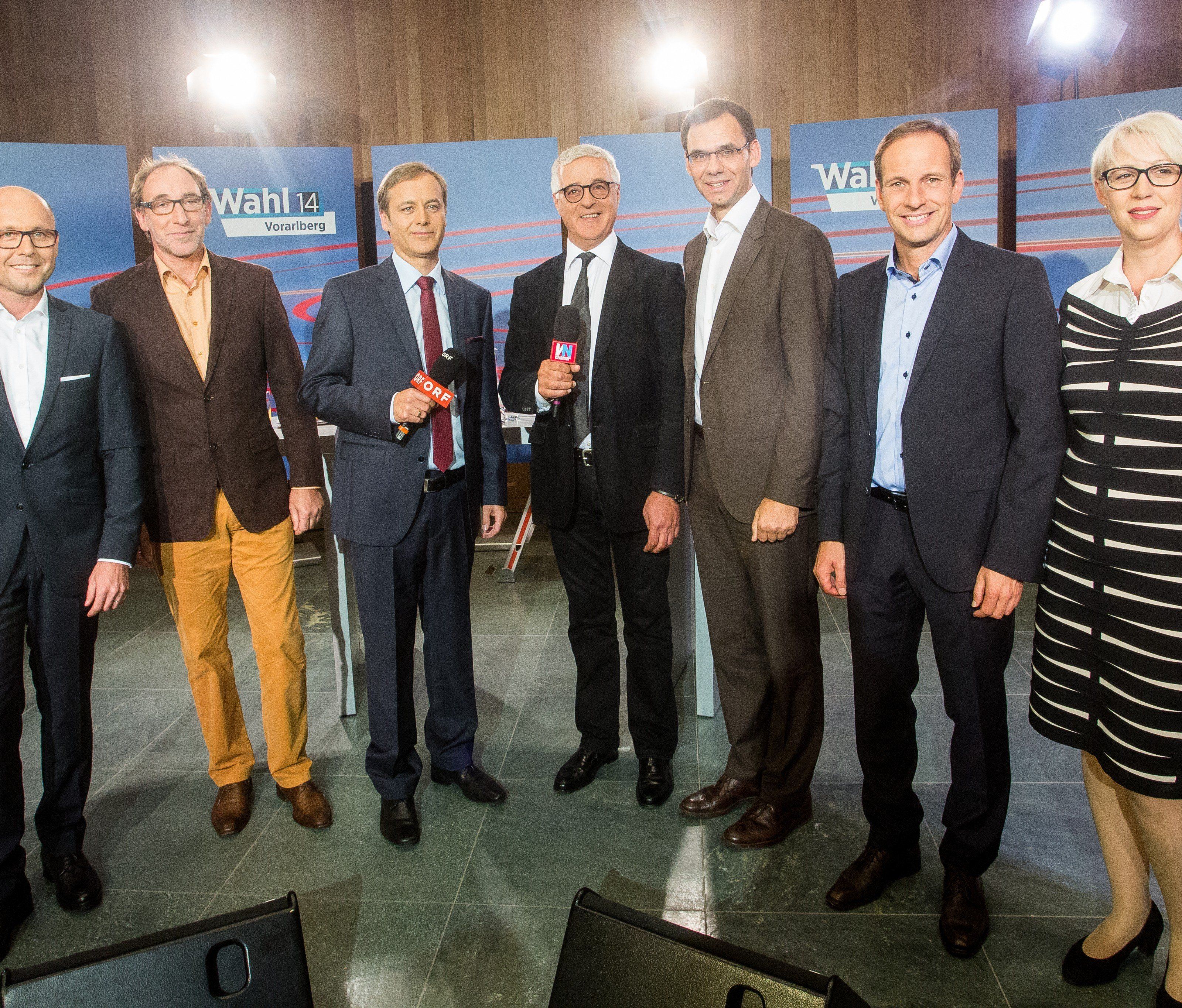 Im Illwerke-Zentrum in Vandans trafen die Spitzenkandidaten zur letzten großen Diskussionsrunde vor der Wahl aufeinander und demonstrierten Einigkeit – wenigstens in den großen Themen. Im Illwerke-Zentrum in Vandans trafen die Spitzenkandidaten zur letzten großen Diskussionsrunde vor der Wahl aufeinander und demonstrierten Einigkeit – wenigstens in den großen Themen.