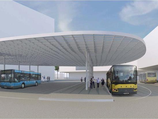 So soll der künftige Busbahnhof am Fritz-Mayer-Platz in Bregenz aussehen.