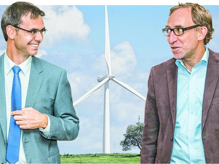LH Markus Wallner und Grünen-Chef Johannes Rauch wollen beim Thema Windkraft die Behördenverfahren abwarten.