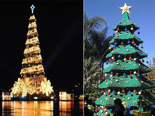 In Rio de Janeiro (l.) und in San Diego sind zwei der ungewöhnlichsten Christbäume der Welt zu finden In Rio de Janeiro (l.) und in San Diego sind zwei der ungewöhnlichsten Christbäume der Welt zu finden