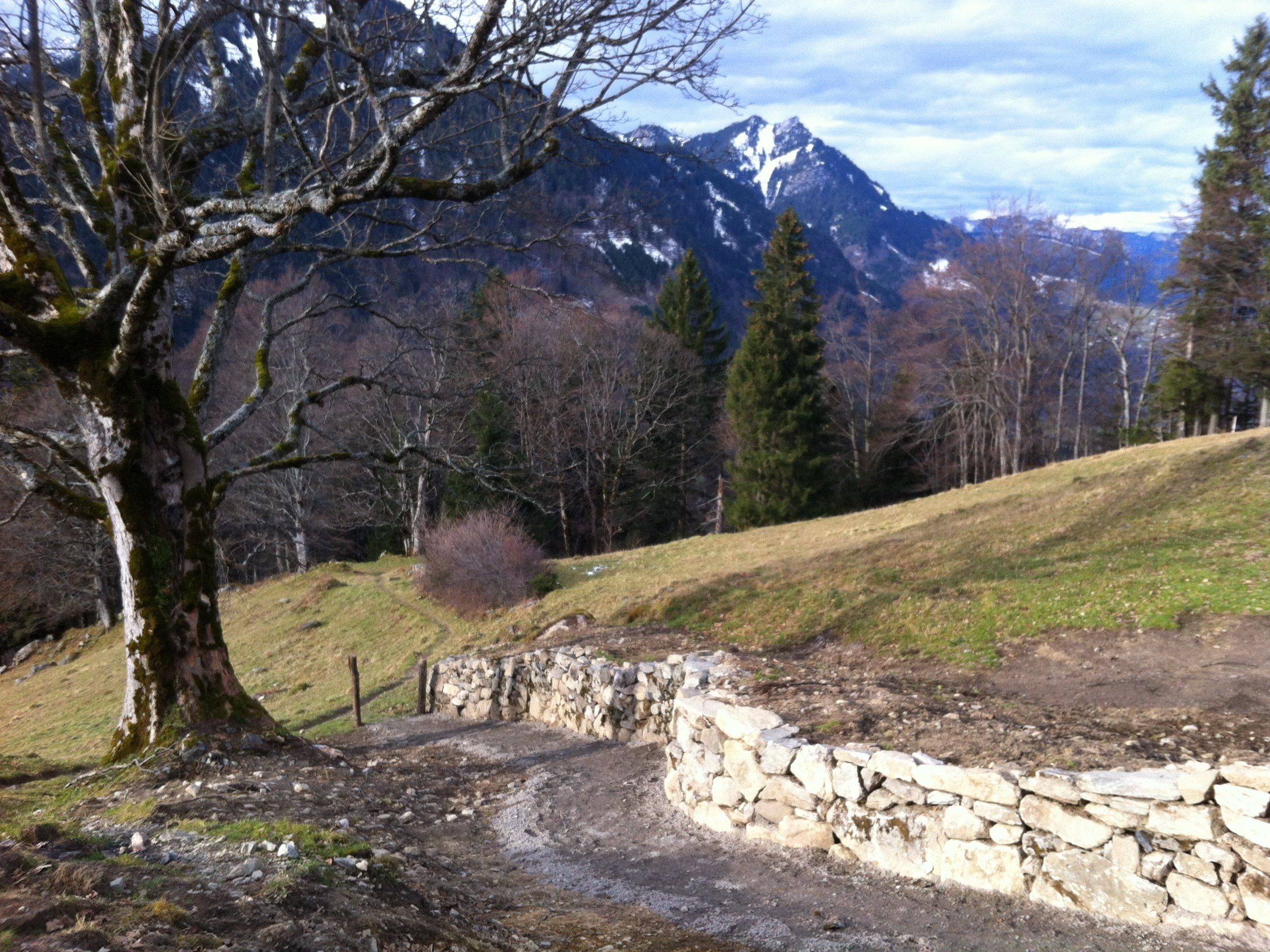 Vor 600 Jahre besiedelten Walser den Nenzinger Berg, ein Wegstück wurde nun saniert. Vor 600 Jahre besiedelten Walser den Nenzinger Berg, ein Wegstück wurde nun saniert.