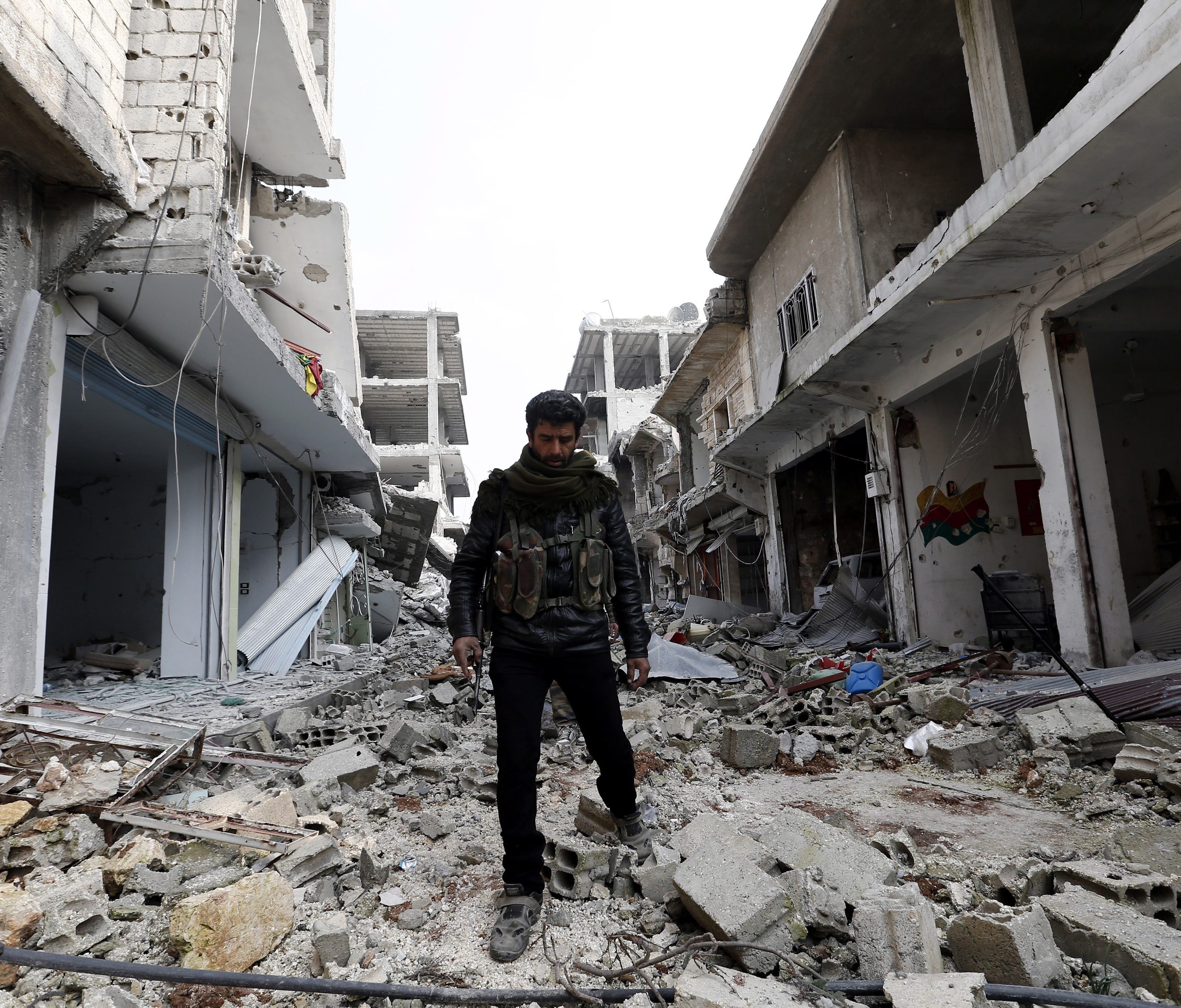 Ostteil der syrischen Grenzstadt komplett zerstört. Ostteil der syrischen Grenzstadt komplett zerstört.