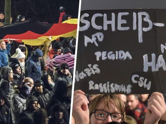 In Dresden hat die Pegida weiter Zulauf (l.), aber auch die Gegenseite. In Dresden hat die Pegida weiter Zulauf (l.), aber auch die Gegenseite.