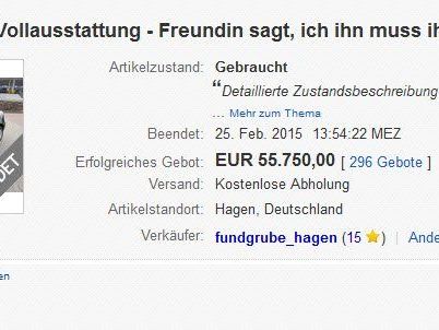 Auktion endete mit unglaublichem Preis Auktion endete mit unglaublichem Preis