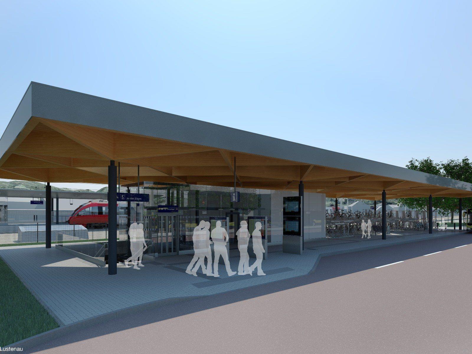 Der neue Bahnhof Lustenau wird als Drehscheibe für Bahn- und Busverkehr konzipiert.