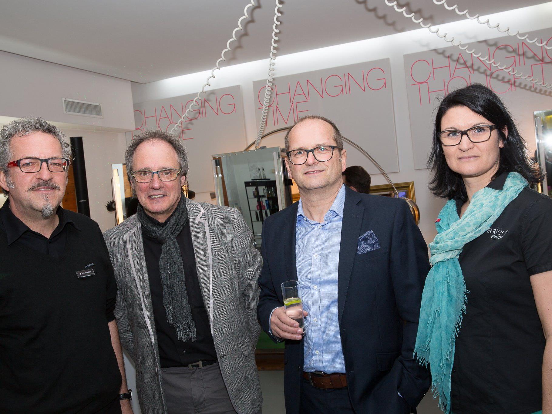 Hap Krenn (Krenn friesiert), Dieter Fink (Funente), Martin Köb (isikauf.at), Karin Peer (PEERfect Events)